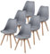 TEENO Chaises Salle à Manger, Chaise Scandinave Lot de 6, Chaises de Cuisine, Coloris Gris - Idéales pour Salle à Manger, Cuisine, Salon, Chambre ou Bureau