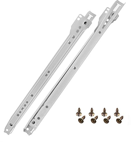 HELPMATE Roller Slide Guide 350 mm 1 Pair Set of 2 Runners Drawer Runners Drawer Rail System Drawer Partial Extension White Including Fixing Material