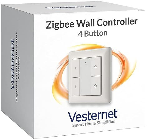 Vesternet Zigbee 4 Button Smart Wall Controller | Trigger Up To 12 Scenes In Your Smart Home Hub | Compatible with Home Assistant, SmartThings & Hubitat