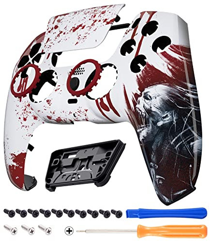 eXtremeRate Luna Re-Design Front Hülle für ps5 Controller BDM-010/020/030/040/050, Ersatzgehäuse&Touchpad&Accent-Ring, Custom integrierend Case Cover Zubehör für ps5 Controller-Blut Zombie