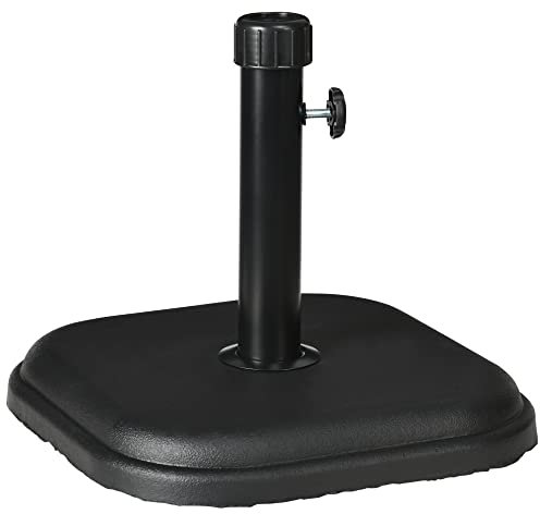 Outsunny Base de Sombrilla de Jardín Peso 11 kg Soporte para Parasol de Cemento para Mástil de Ø32-38 mm para Terraza Patio Exterior 36x36x31 cm Negro