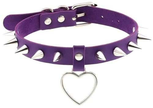 WSZJLN Kette Halsketten für Damen egirls lila PU-Leder Choker Kürbis Halloween Nieten Rock Grunge Paar Anhänger Gothic Schmuck CJSZZ31 lila - 18