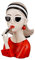 GILDE Deko Skulptur Figur Lady rotes Shirt - mit Sonnenbrille und rotem Lippenstift - Moderne Dekoration Wohnzimmr - Höhe 26 cm - rot schwarz Creme
