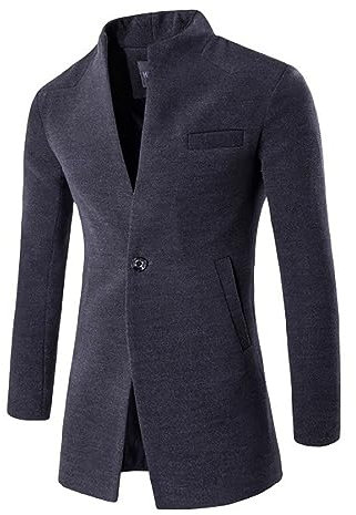 Fulidngzg Cappotto Uomo Invernale Elegante Monopetto Lana Trench Sottile Casual Spolverino Slim Fit Cappotto Outerwear Business Soprabito Lavoro Colletto Risvolto