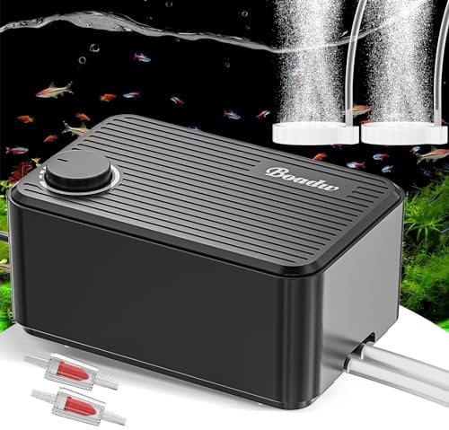 Boadw Aireador Acuario Ultra Silencioso 5.5w Oxigenador Bombas de Aire para Acuarios Ajustable para Acuarios 400 L con Todos Los Accesorios <40db
