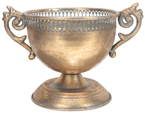 Vintage-Blumentopf goldene Vasen für Tafelaufsätze Urnen-Blumentopf goldener Pflanzkübel Sockelvase Blumenarrangement-Vase goldener Urnentopf marokkanische Urne aus Metall Hochzeit Büro Vase aus Eisen