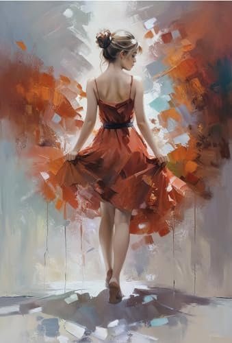 Maysurban Peinture par Numéros Adultes, Kit de Peinture à l'huile DIY pour Débutants et Eenfants, Peintures Acryliques et 4 Pinceaux,sans Cadre 40x50cm,Dos de la danseuse