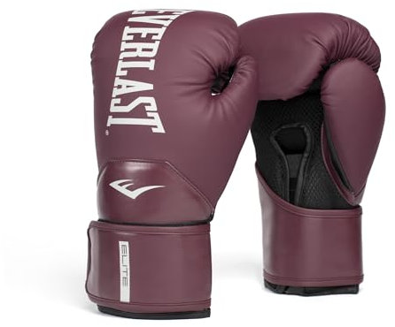 Everlast Elite 2 14oz Boxhandschuhe Bordeaux, für Sandsack, Pratzen & Sparring, Klettverschluss, ergonomischer Griffsteg, Split-Schaum – Original Everlast