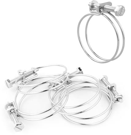 KCT 5 Pack - 55-60mm Double Wire Hose Pipe Clamps Universal Adjustable Metal Clips for Fuel/Air Line/Tube/Plumbing/Hosepipe