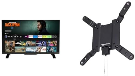 Toshiba 32WF2F53DB HD Ready Smart Fire TV & Amazon Basics Fixed Flat TV Wall Mount for 12-40 inches TVs and VESA 200 x 200, Black