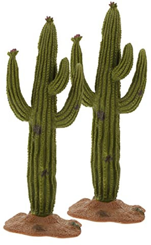 MAGICLULU 2Pièces Miniatures de Cactus Figurines Décoration de Bureau et Maison Ornements Lifelike pour Micro Paysage et Jardin Cactus Adornement Couleurs Fraîches