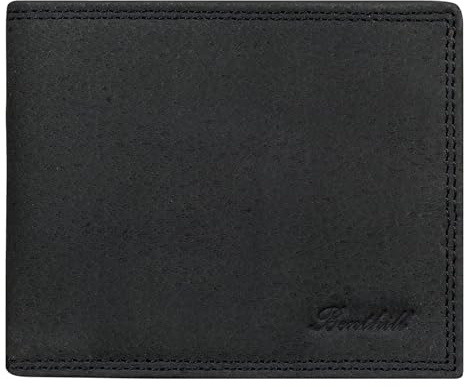 Benthill Geldbörse Herren Echt-Leder - Geldbeutel mit RFID-Schutz - Slim Portemonnaie für Männer - Echtem Vintage Leder, Farbe:Black (H)