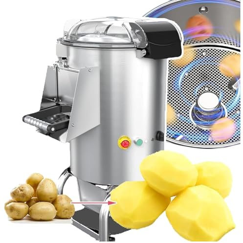 Potato Peeler Machine, 550W Electric Commercial Potato Peeler with Stainless Steel Turntable - Peel 70-100kg/Hour of Potatoes, Taro, Ginger, Sweet Potatoes