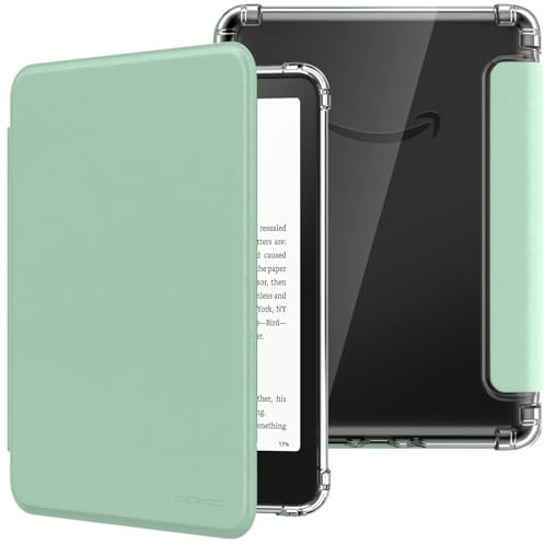 MoKo Case for All-new 7Kindle Paperwhite 12th Generation 2024&Kindle Colorsoft Signature Edition 2024,Ultra Clear Soft Flexible Transparent TPU Back Cover Light Shell with Auto Wake/Sleep,Agave Green