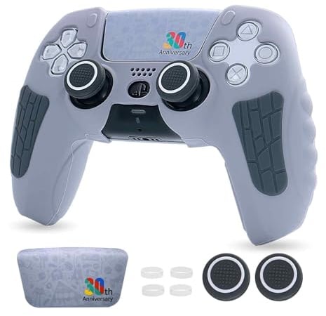 ECHZOVE Custodia protettiva per controller PS5 – 30° anniversario edizione limitata in silicone per controller PlayStation 5, antiscivolo, resistente al sudore, antiurto, custodia con impugnatura
