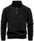 PADOLA Pullover Felpa in Pile da Uomo Maglione Invernale da Uomo con Cerniera a 1/4 Felpa Senza Cappuccio con Manica Lunga Dolcevita Maglione Lavoro Cardigan(Nero,L)