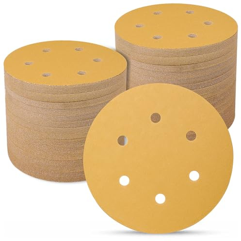 Sruhrak 100 Pcs Sanding Discs 150mm 6 Hole 240 Grit | Hook and Loop Sander Pads, Compatible with Random Orbital Sanders and Oscillating Tools