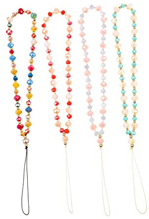 jojofuny 4piezas Cordón Correa Para Teléfono Cuentas Acrílicas Decoración Colgar