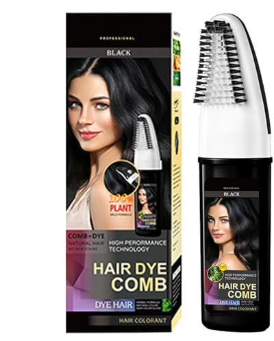Tinte para el cabello con peine, champú de tinte para el cabello con peine para plantas | Aplicador de peine para el cabello, champú fácil de teñir el cabello, tinte para el cabello vegetal con