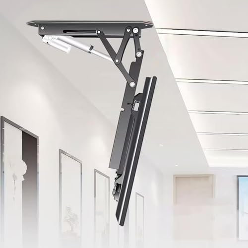 Support TV de plafond motorisé, élévateur TV rétractable caché, élévateur TV électrique télescopique avec levage automatique, rabattable de 0 à 85 °, convient aux téléviseurs de 32 à 70 pouces Su