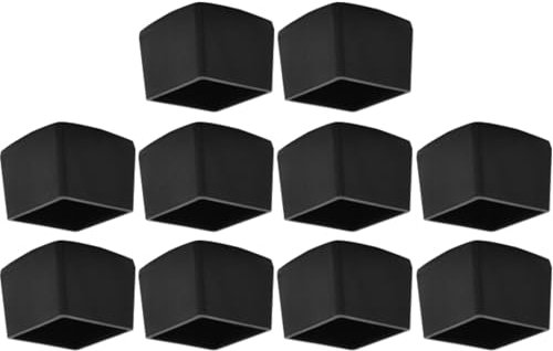 cyclingcolors 10x Embout Capuchon Caoutchouc de Tube Enveloppant Bouchon carré Cape Flexible Meuble Outillage Table Noir, 25x25mm