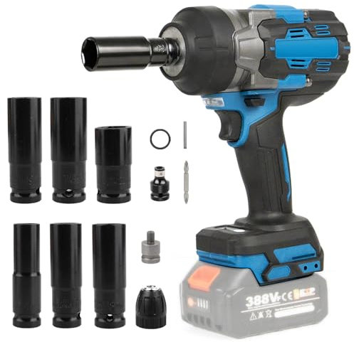 Avvitatore a Impulsi Brushless, 1/2 1700Nm Chiave a Urto Elettrica compatibile con Makita 18V, Coppia Elevata Avvitatori a Massa Battente con 6 bussole, Trapano Batteria per Auto e Casa