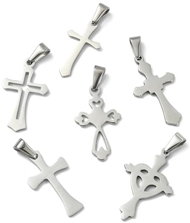 KitBeads Kreuz-Anhänger aus Edelstahl, Glaube, Jesus, religiöse Kruzifix-Anhänger für Armbänder, Halsketten, Stifte, Schmuckherstellung, Handwerk, 18 Stück, Acryl, Kein Edelstein
