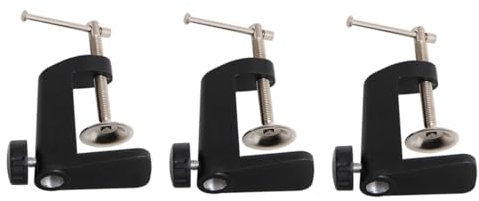 SHINEOFI 2 Piezas Clip en forma de I abrazadera de fijación de mesa abrazadera de lámpara de mesa clip inferior de fijación base fija universal portalámparas de escritorio de aleación Negro