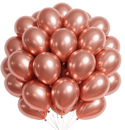 Ballons Or Rose, 100 Pièces Ballon en Latex Or Rose, 10 Pouces Métallisés En Rose Gold Ballons Baudruche, Guirlande de Ballon pour Anniversaire Baby Shower Halloween Saint-Valentin Remise Diplôme