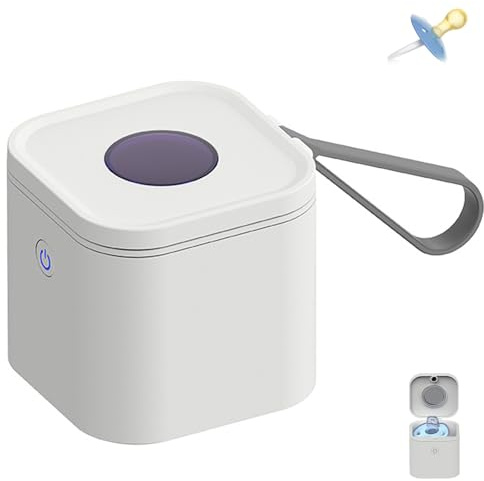 Portable Schnuller Sterilisator, 70x Nutzung pro Ladung, Sterilisator für Babyflaschen, UV-Sterilisation Box für Schnuller 99.99% Sterilisation in 3 Minuten, Graues Innenfach