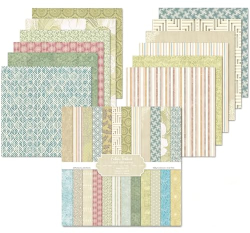 Oriental riverkit 24 Blatt Scrapbook Papier, Vintage Dekorpapier, Grün/Blau | 30,5 x 30,5 cm, 24 Designs Doppelseitiges Muster Papier, Bastelpapier Muster für DIY Fotoalbum und Scrapbook Dekoration
