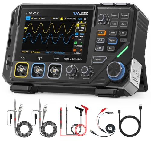 FNIRSI 2D15P 100MHz 3-in-1 Oszilloskop Multimeter DDS-Signalgenerator | 2-Kanal Oszilloskop, 500MS/s Abtastrate, 19.999 Counts TRMS-Multimeter, 4,3 Touchscreen für Elektronikreparatur
