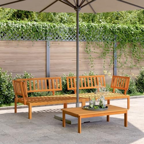 Owoxanthellate Gartensofa 2er Set Akazie 133x92x69 cm Palettenstyle Outdoor Ecksofa ohne Kissen wetterfest modular für Balkon Terrasse Garten Lounge