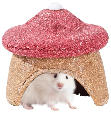 Hamsterhaus | Spielzeug zum Zahnen und Knabbern in Pilzform - Hamstergehege - für Chinchilla, Igel, Frettchen, Kaninchen und andere Haustiere im Käfig und Zuhause