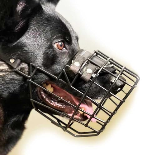 SYORIX Professioneller Metall-Maulkorb für Hunde (Größe 20) – robuster Drahtkorb für Deutsche Schäferhunde, Malinois, Ridgeback – Polizei-Trainingsausrüstung und Servicehund