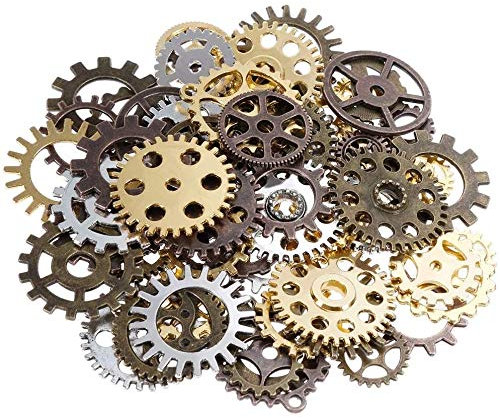 GOLDGE 100 Gramm Steampunk Zahnräder Metall Anhänger Zahnraeder Steampunk für Schmuck Basteln (ca.70pcs)
