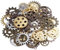 GOLDGE 100 Gramm Steampunk Zahnräder Metall Anhänger Zahnraeder Steampunk für Schmuck Basteln (ca.70pcs)