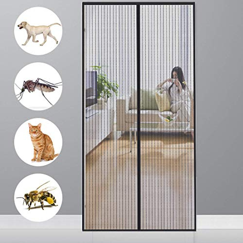 CHENG Zanziera Magnetica Porta, Zanzariera Magnetica per Finestra 80x220cm, Versione Aggiornata nel 2021 Facile da installare Porta zanzariera per Porte Finestre Balcone, Nero
