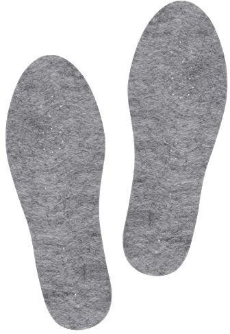 Knixmax Filz Einlegesohlen Extra Warme Filzsohlen Filzeinlagen Komfort für Winterschuhe - für Kinder, Damen und Herren, Grau Filz 1 Paar, 42 EU