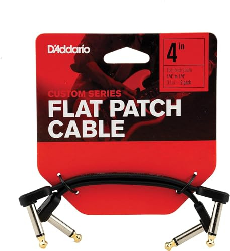 Planet Waves Cable Patch Guitarra D'Addario Flat 4 in Right Angle, Paq. 2
