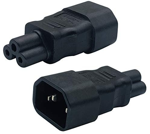AAOTOKK IEC 320 C14 zu C5 Netzteil Adapter,10A 125V IEC 3Poliger Männlich Stecker zu Mickey Mouse Weiblich,C5 zu C14 Wechselstromwandler für Mickey Mouse Laptop Steckdosen Wandler(2 Stücke)