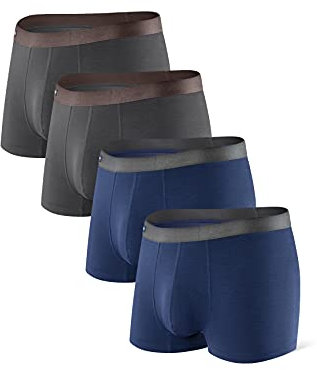 DAVID ARCHY Boxer da Uomo Pantaloncini retrò in bambù con Rigonfiamento Mutande con Tasche 3D Traspiranti Ultra Morbidi Basic Multipack, Pacco da 4