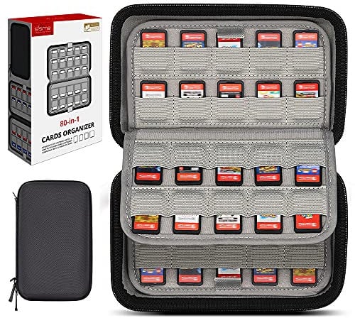 sisma 80 Switch Spiele Aufbewahrung Tasche Game Case Kompatibel mit Nintendo Switch/Switch 2, Game Card Box Organizer Hard Case Schutz Hülle, Schwarz