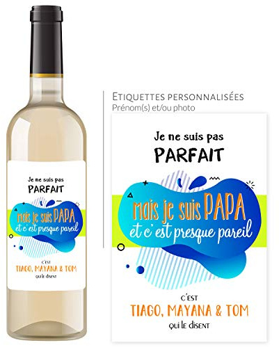 Bouteille de vin personnalisée avec prénom - Cadeau fête des pères