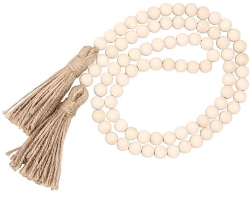 Wakauto 145cm Weihnachtsgirlande Boho Style Boho Style Deko Girlande Weihnachten Boho Deko Perlengirlande Herbstgirlande mit Beleuchtung Weihnachtsdeko Tannengirlande Girlande Weihnachtsbaum
