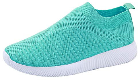 Schuhe Frauen Outdoor Mesh Casual Slip On Bequeme Sohlen Laufen Sportschuhe (37,Grün)