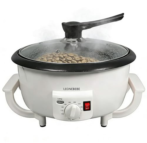 Home Coffee Roaster, Household Electric Coffee Bean Baker Nut Peanut Cashew Chestnuts Roasting Machine Adjustable Temperature 1.6 Pounds Capacity for Cafe Shop/Home No Stovetop Required Smoke Reduce