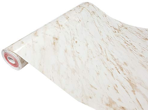 DecoMeister Klebefolie in Stein-Optik Möbelfolie Selbstklebende Steinfolie Deko-Folie Steindekor Selbstklebefolie Stein Folie für Möbel Fertigrolle 67,5x200 cm Carrara Beige