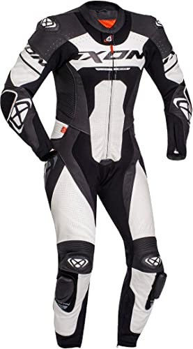 IXON Jackal 1-Teiler Motorrad Lederkombi (Black/White,L)