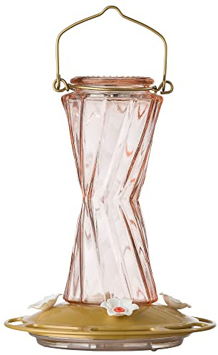 More Birds Bohemian Hummingbird Feeder, 4 Feeding Ports, 20 Fl Oz Nectar Capacity, Gold